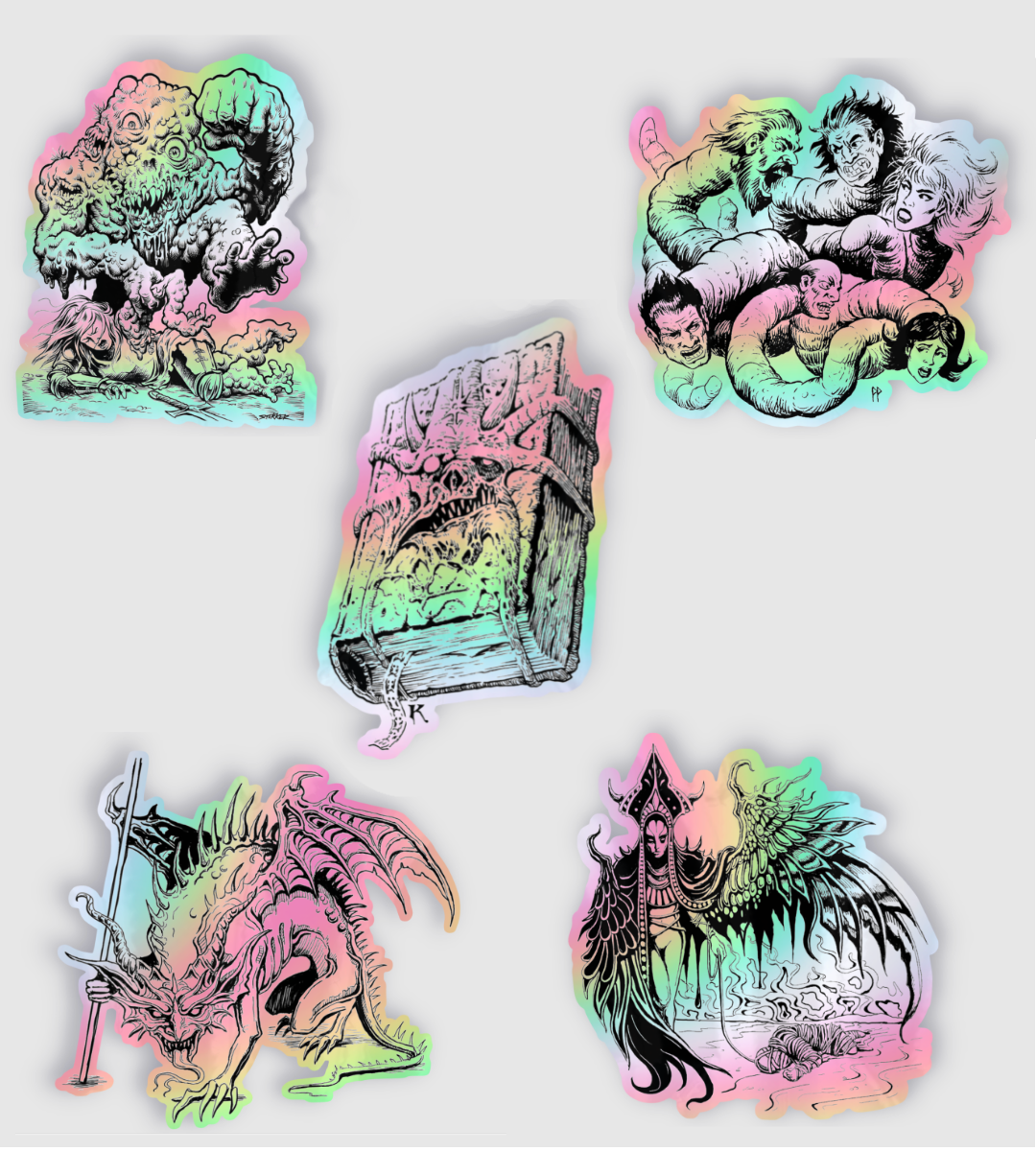 Holographic Demon Sticker Pack - Set of 5