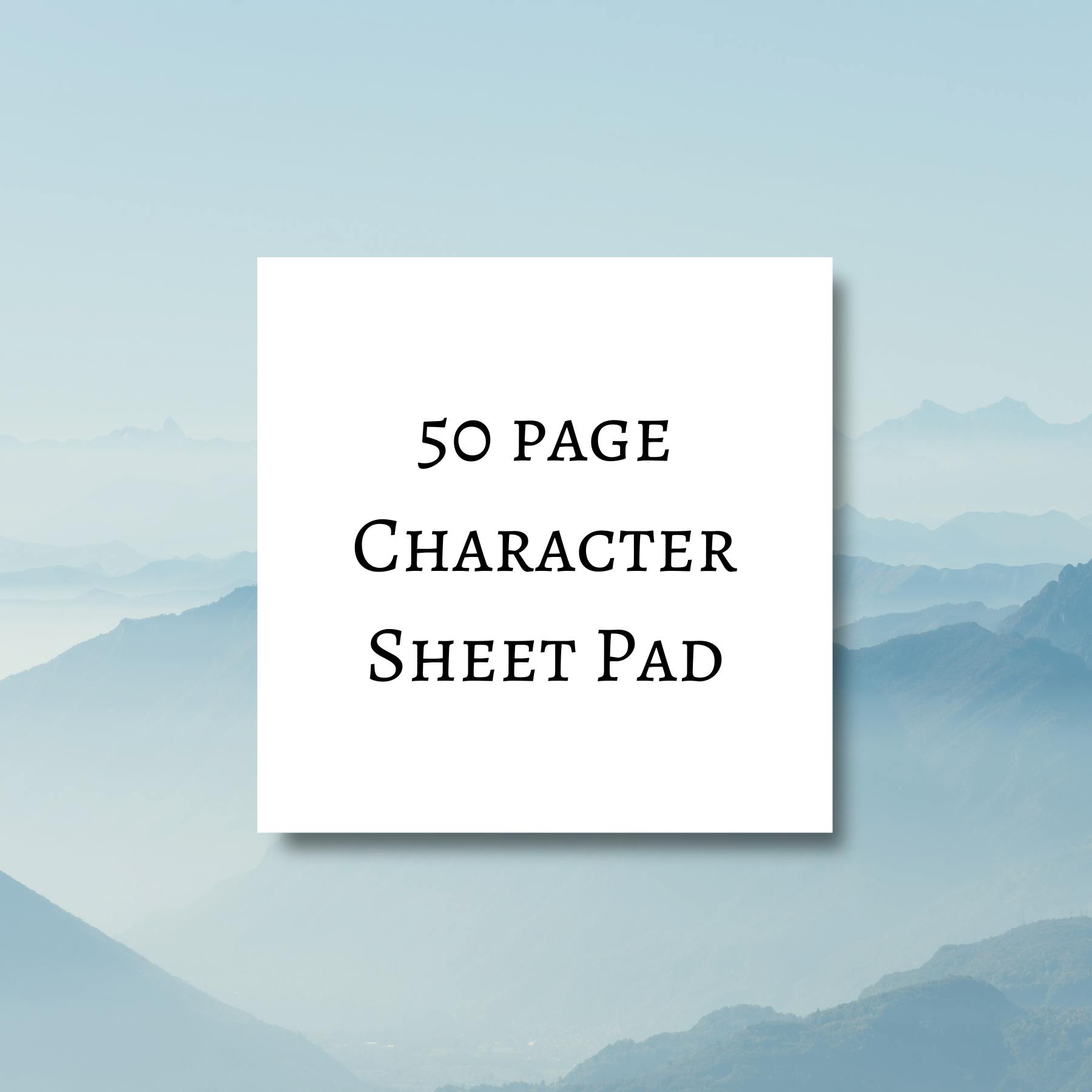 50 Page Character Sheet Pad