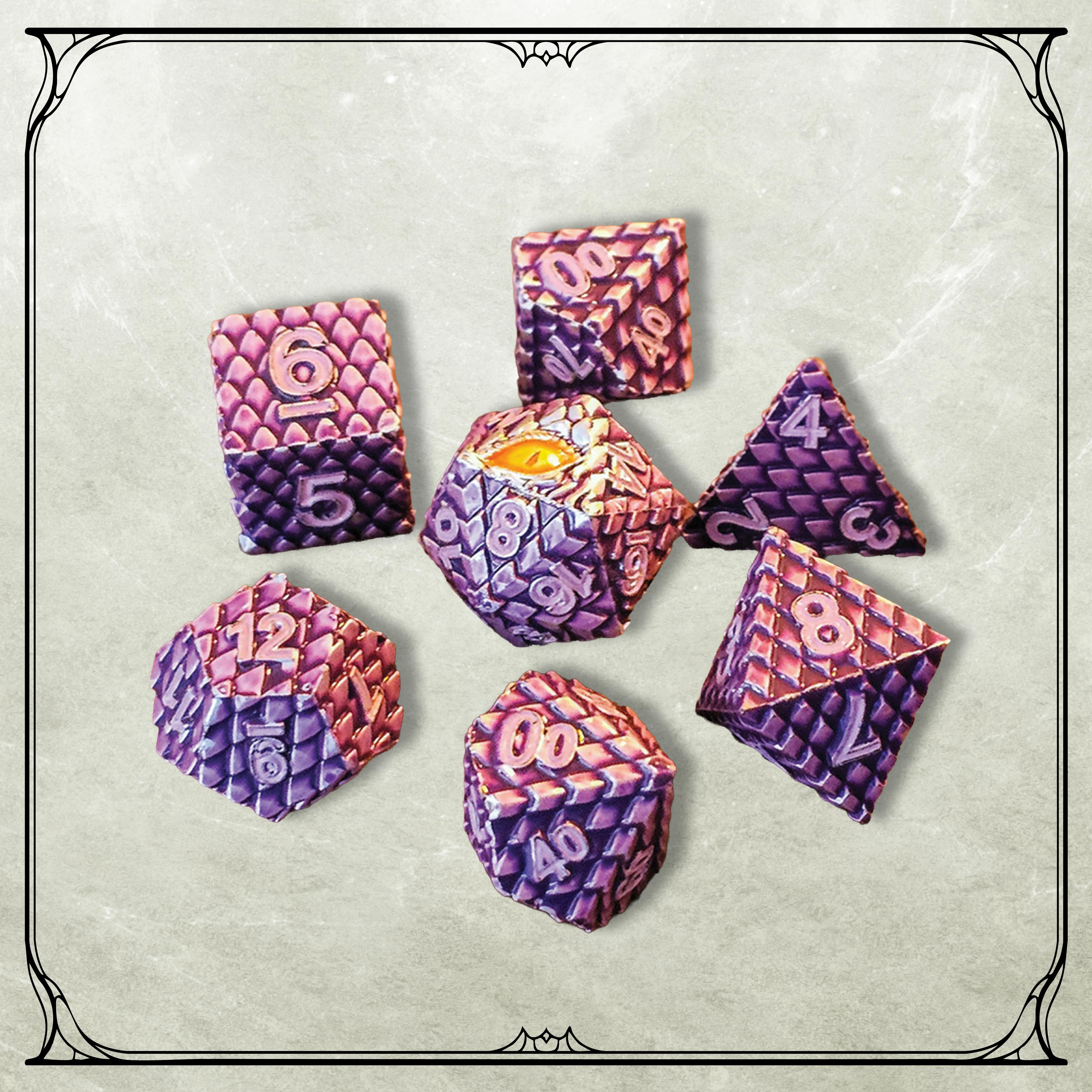 Amethyst Dragon Metal Dice Set