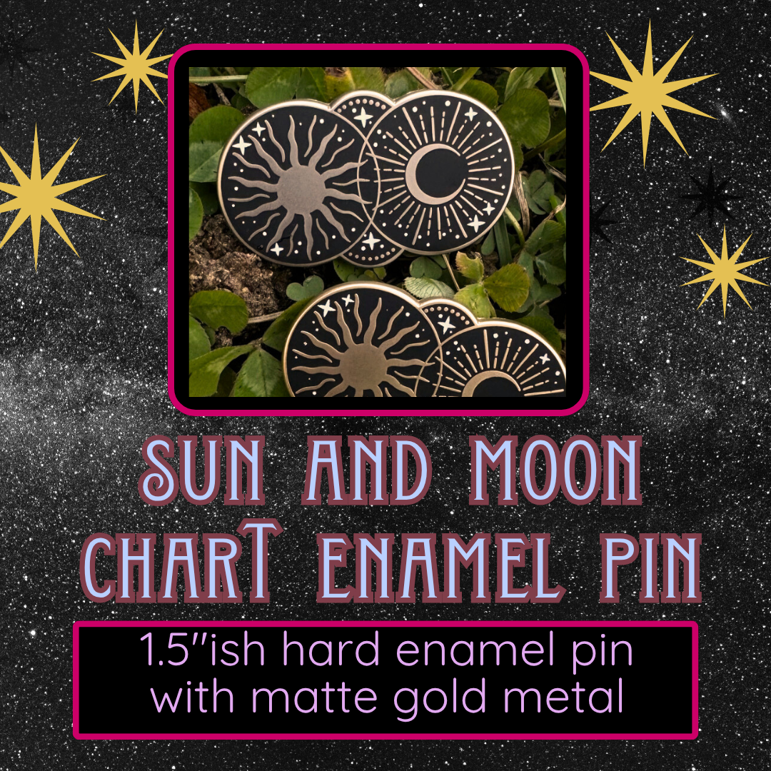 Gold Sun and moon starmap pin
