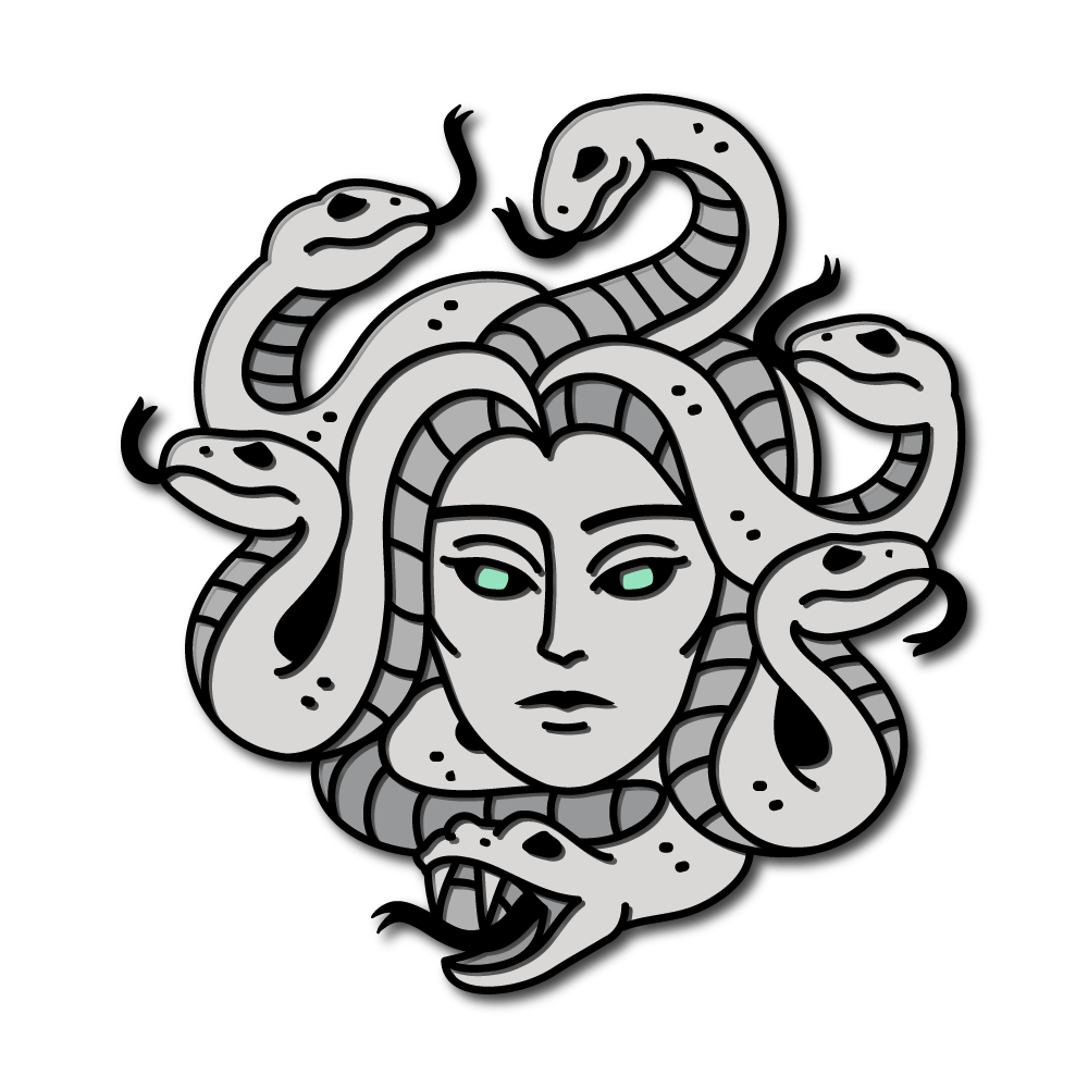Medusa's Head Pin (Stone Version)