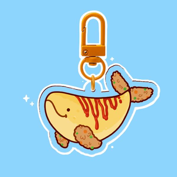 Omelette Whale Acrylic Keychain