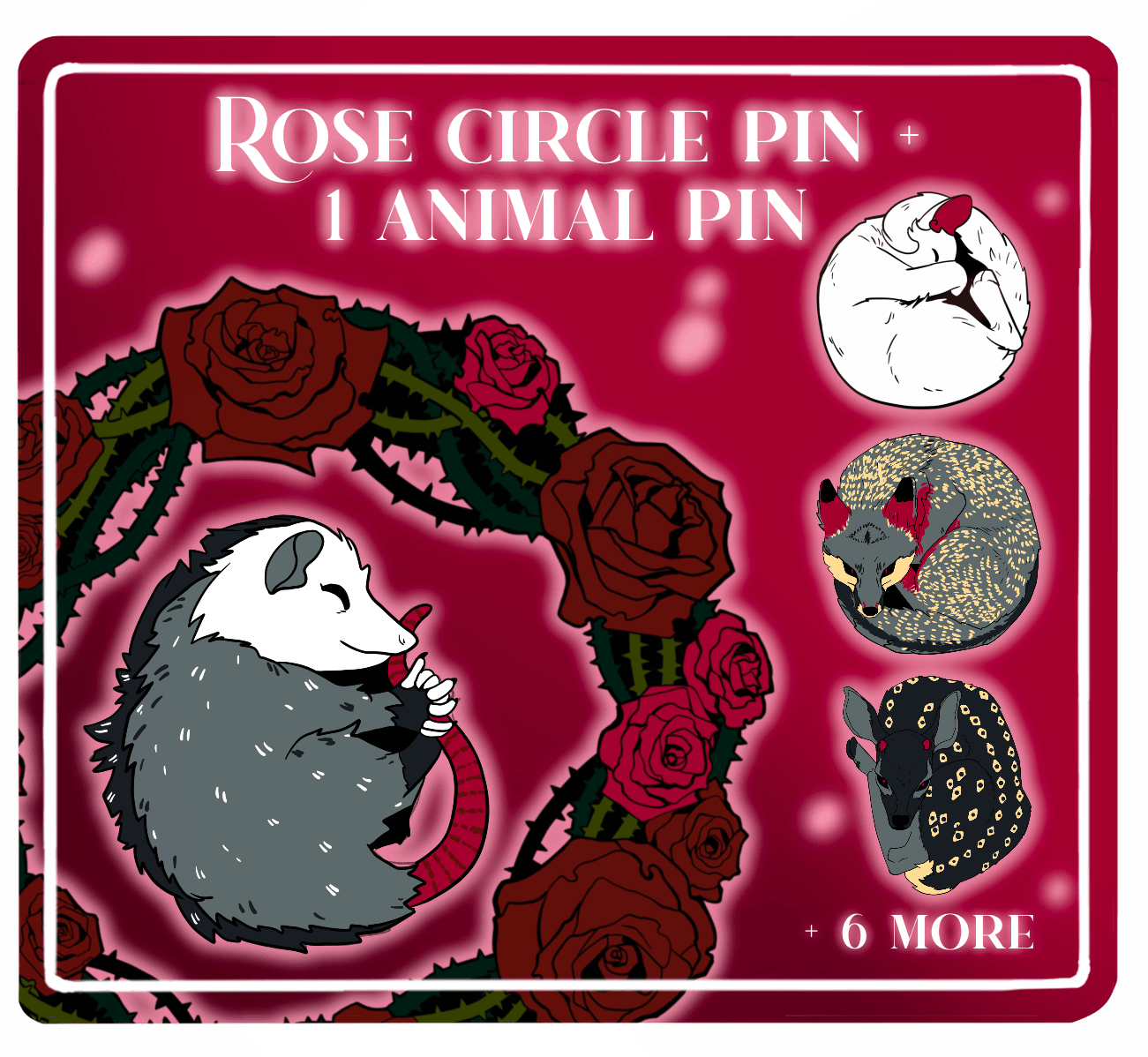 Rose circle + 1 random animal pin