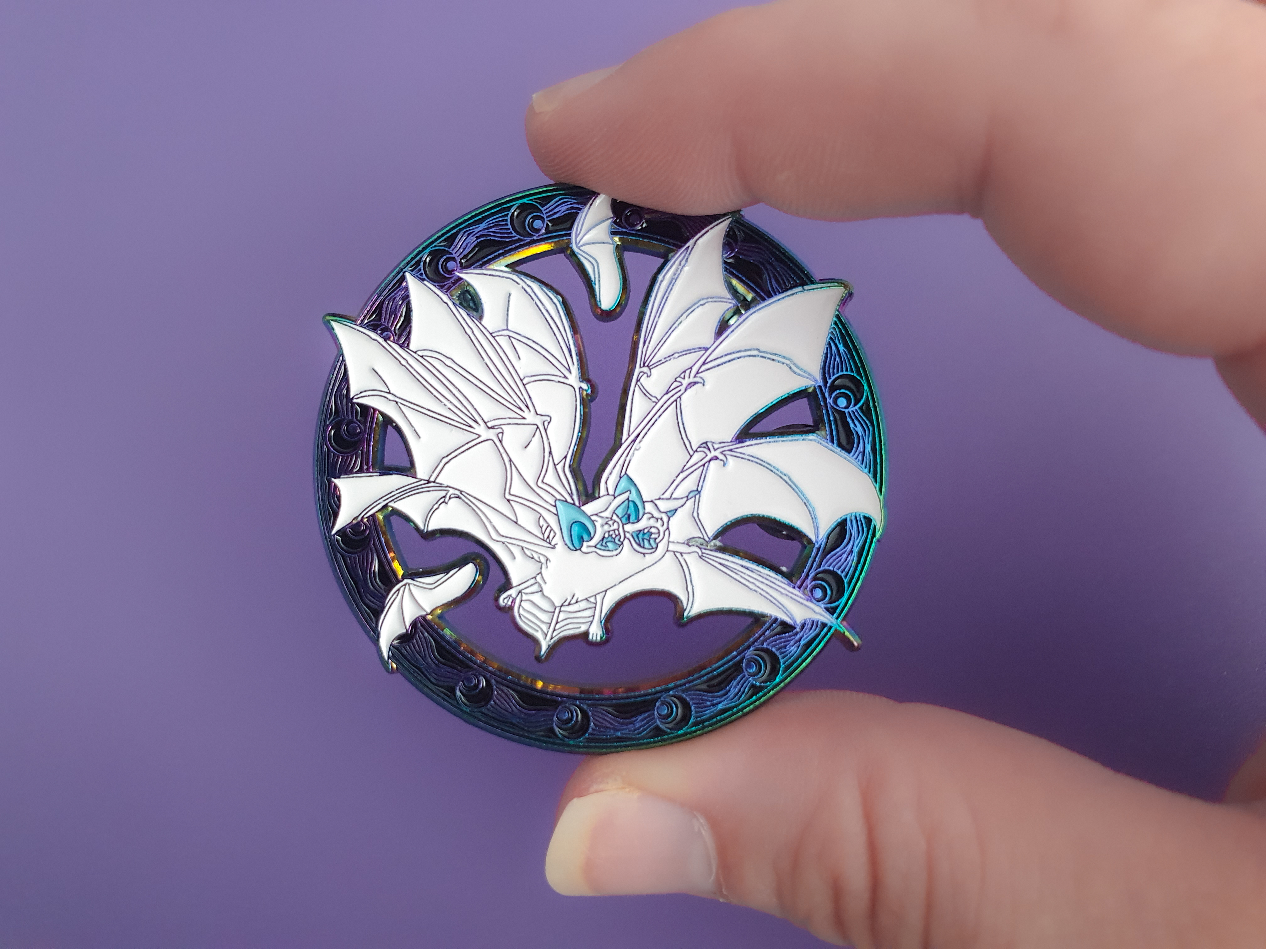 Bat pin - rainbow
