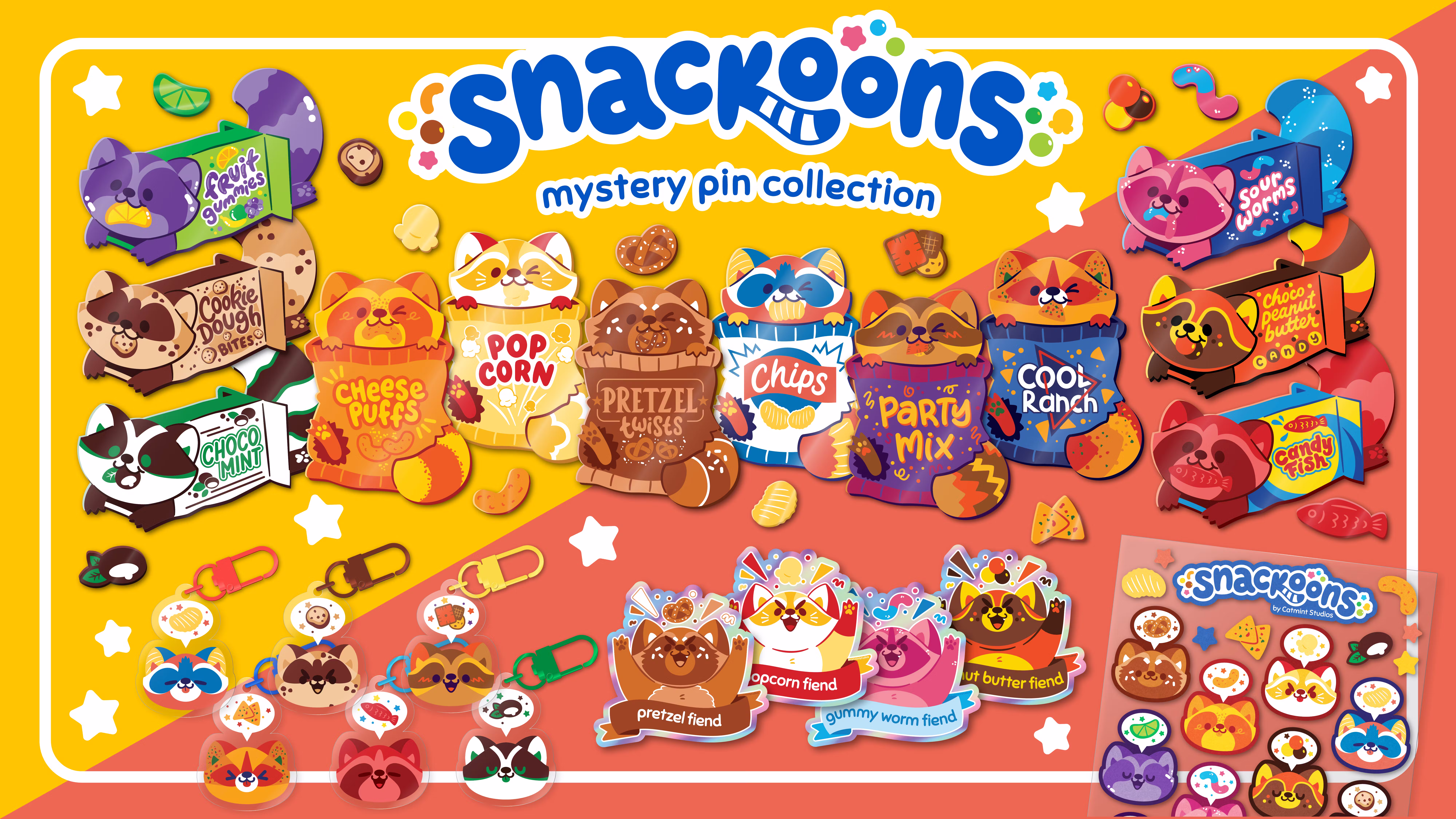 Snackoons - Cute Snack Raccoon Mystery Bag Pins