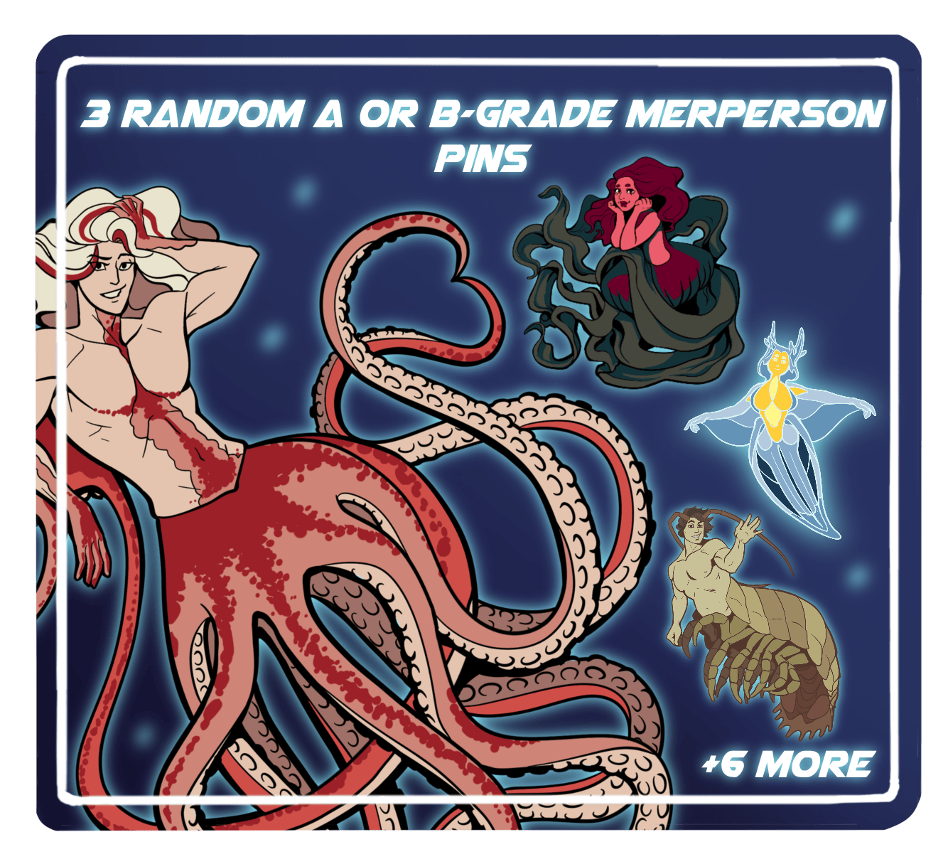 3 random a or b grade merperson pins