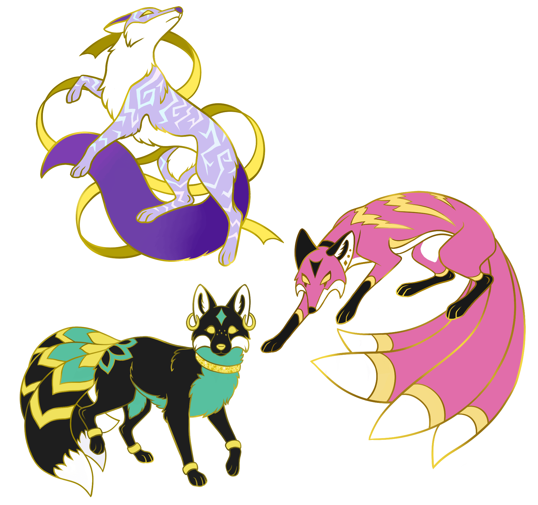 All 3 Kitsune Pins