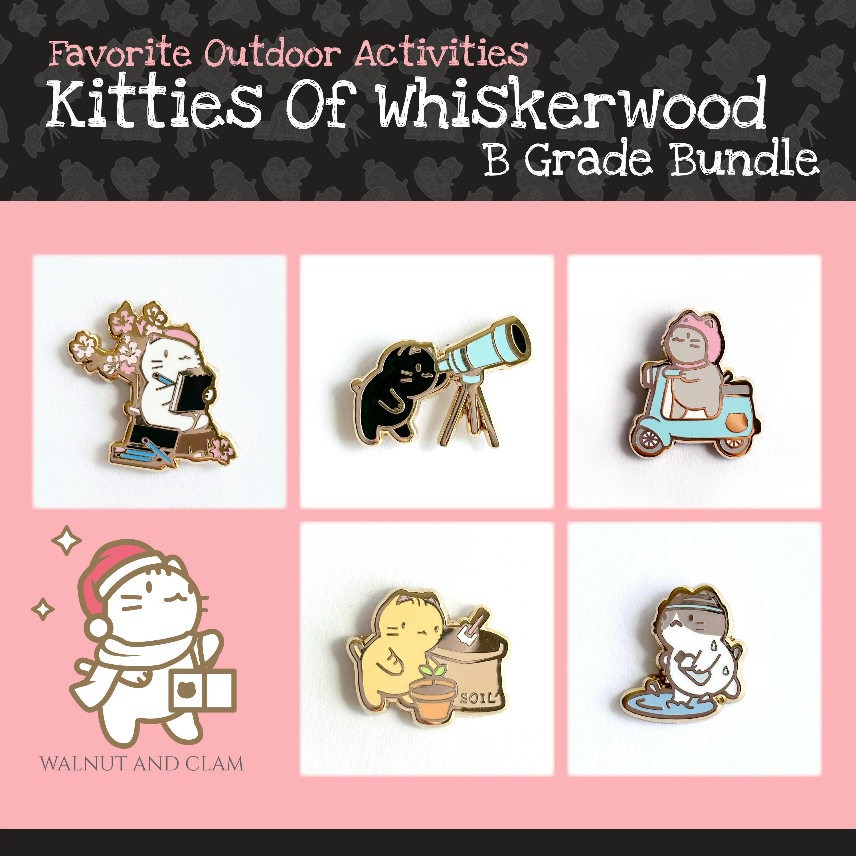 Favorite Outdoor Activities - Kitties of Whiskerwood Mini Hard Enamel Pin B Grade Bundle