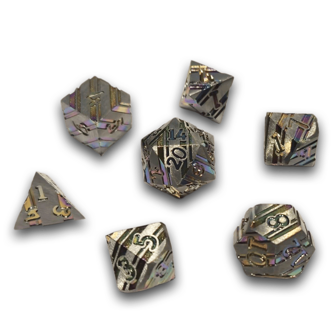 'Bulkhead Bismuth' Metal Dice Set