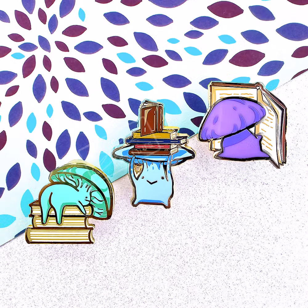 Bookish Shroomies - Set of 3 Enamel Pins