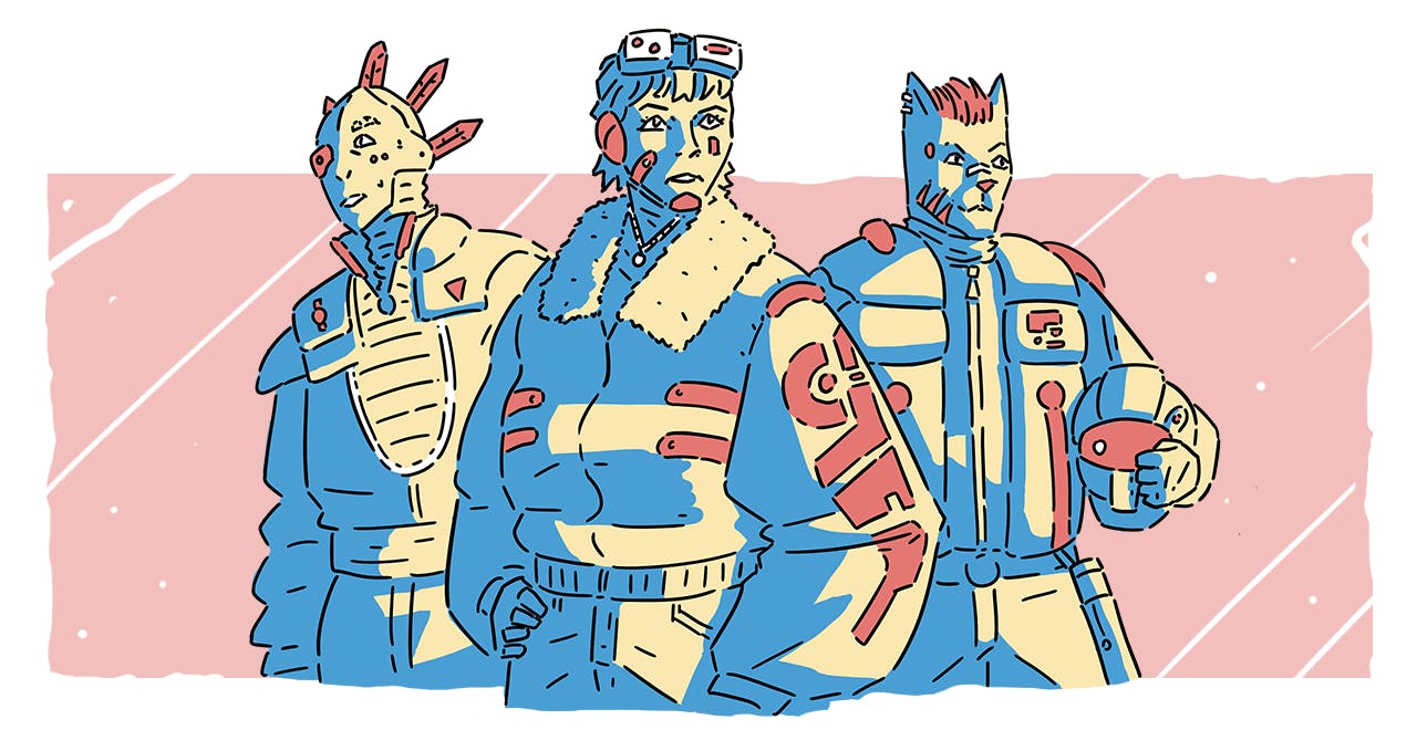 Pilots of different species stand side by side, ready to forge a new future.