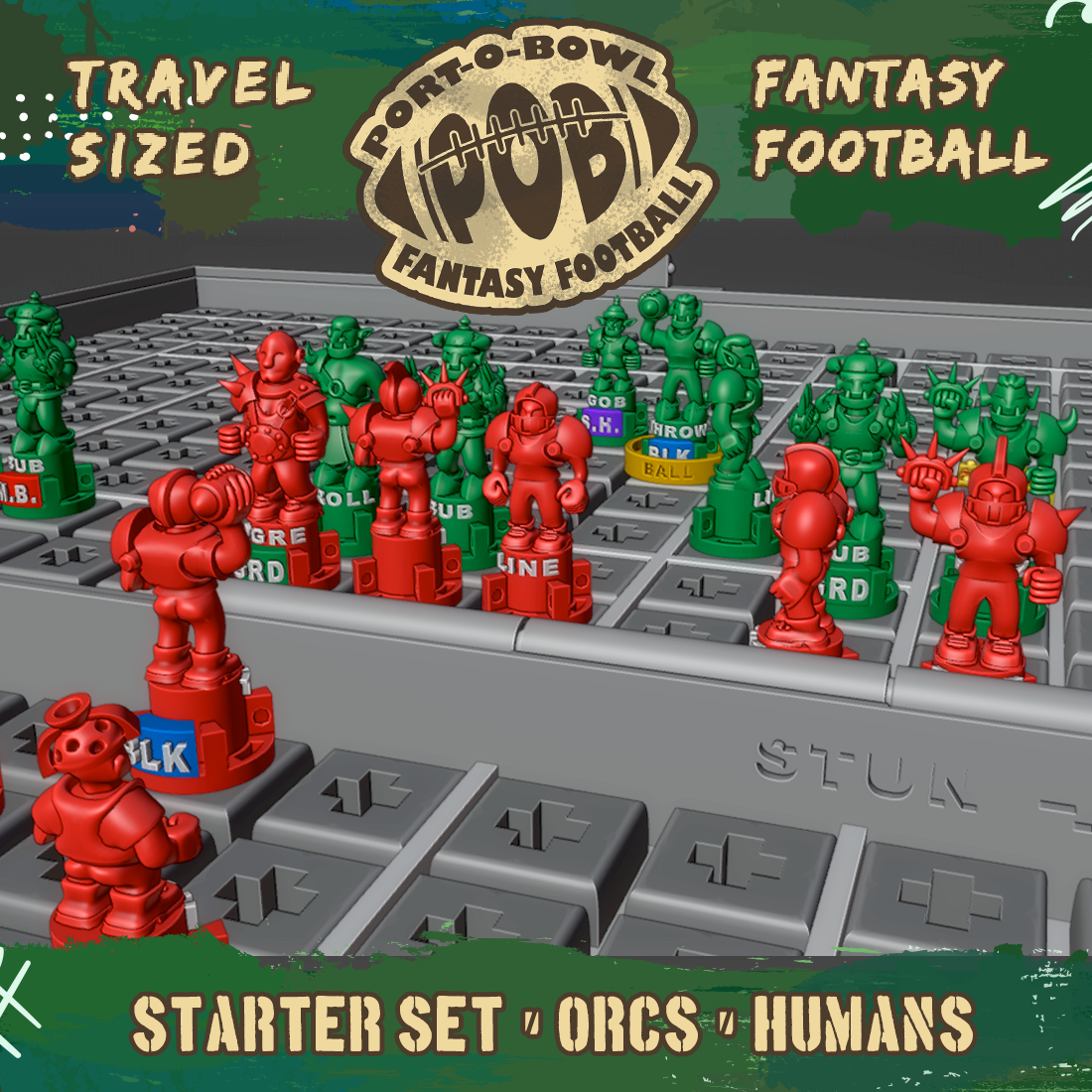 Digital Download of Port-O-Bowl Travel Sized Fantasy Football Starter Set with Orcs and Humans