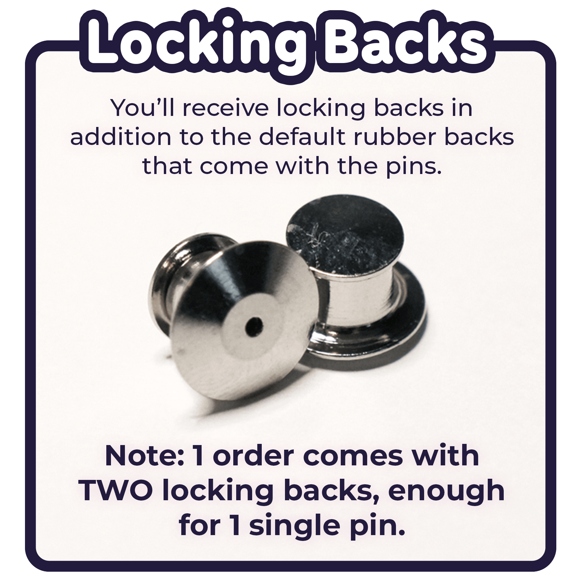 Locking backs for 1 pin