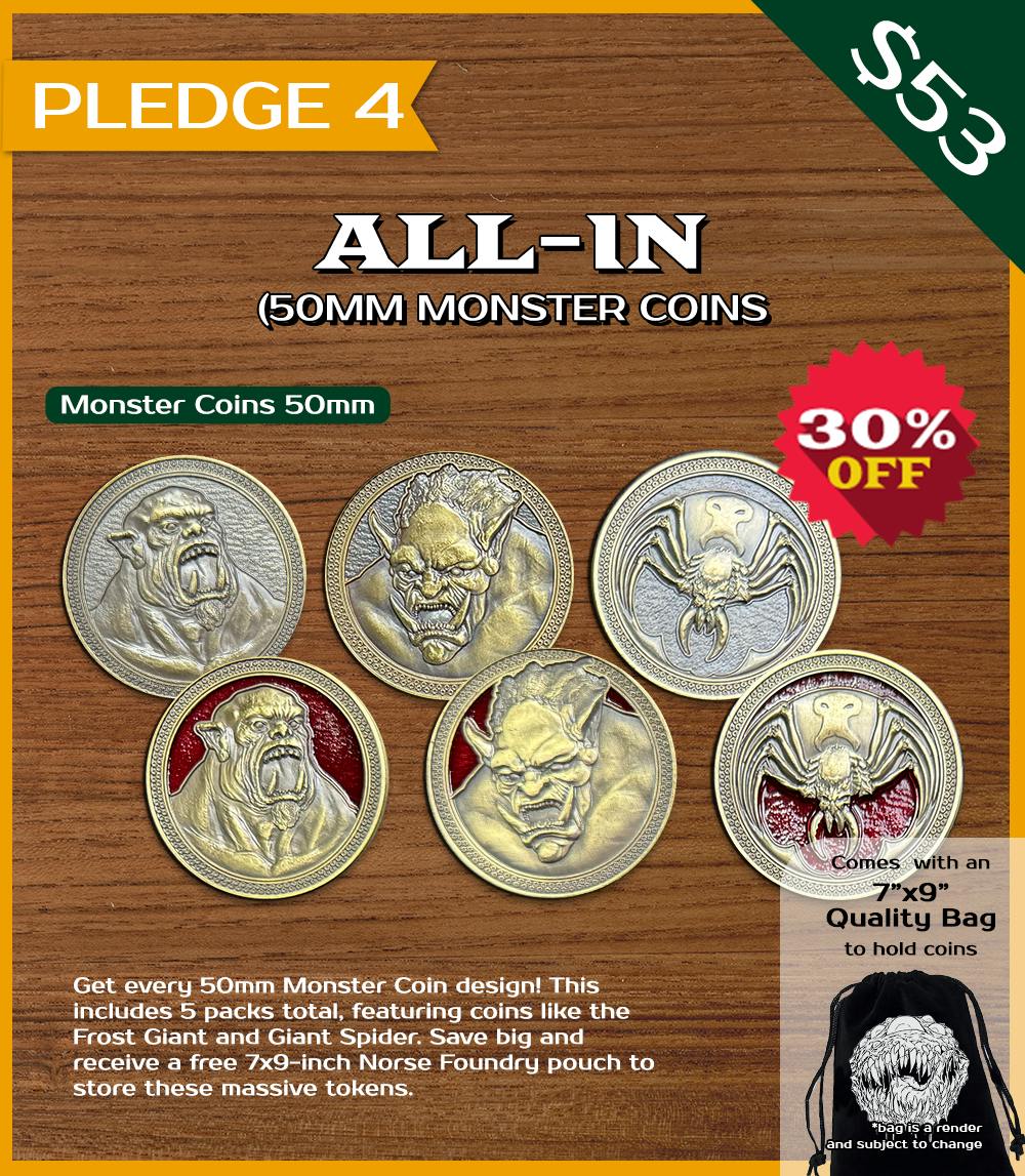 All-In 50mm Monster Coins - 3 packs (9 Total Coins) (30% Discount)