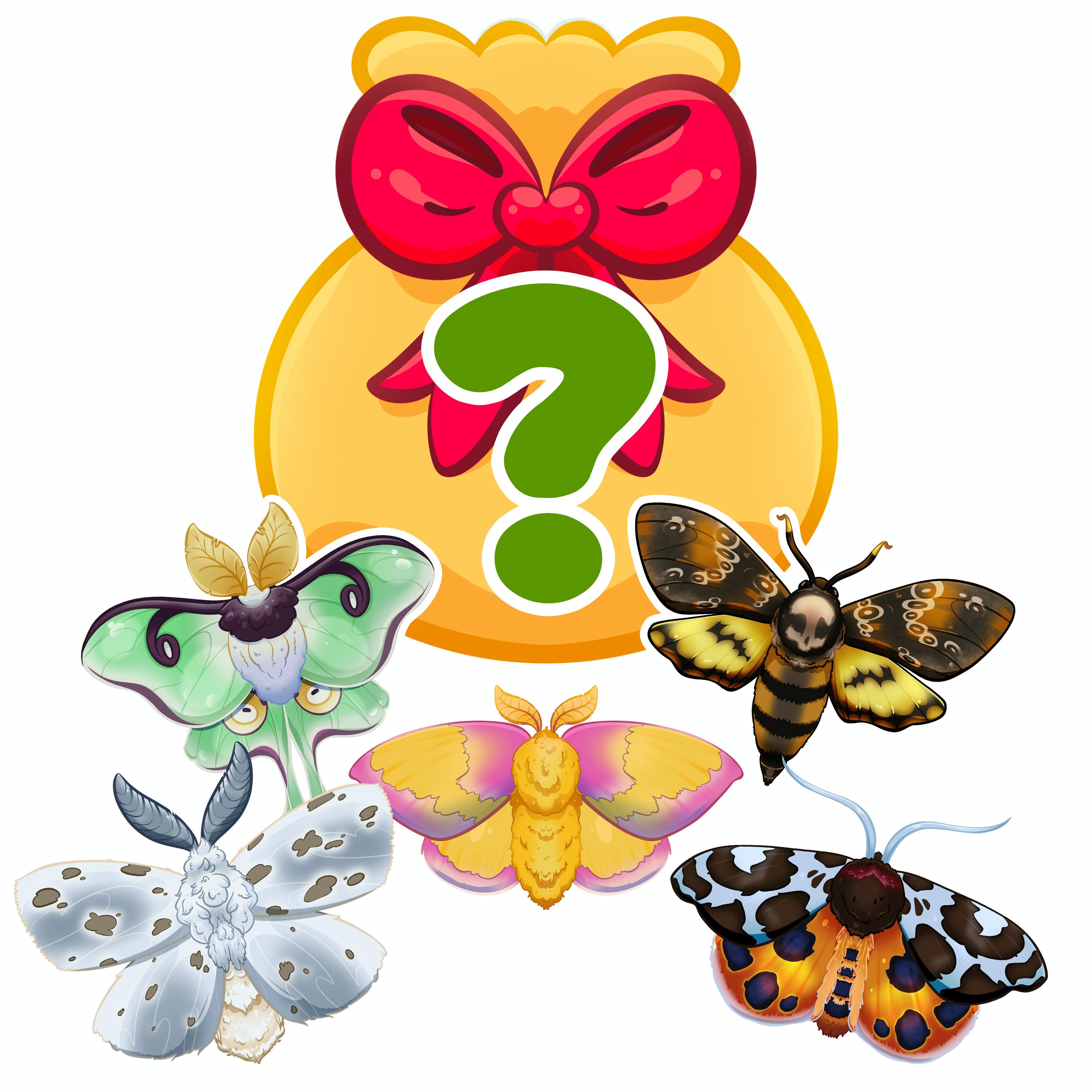 ❔ Mystery Pack - 3 Stickers - Moths ❔