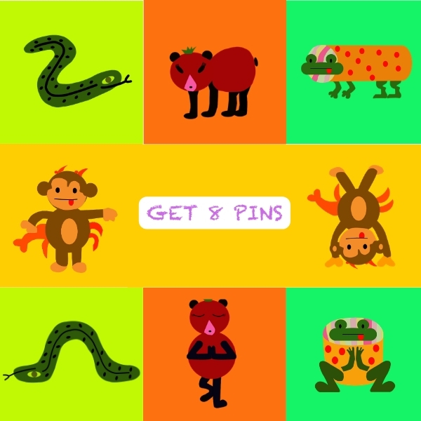 8x Mash-Up Friends Pins