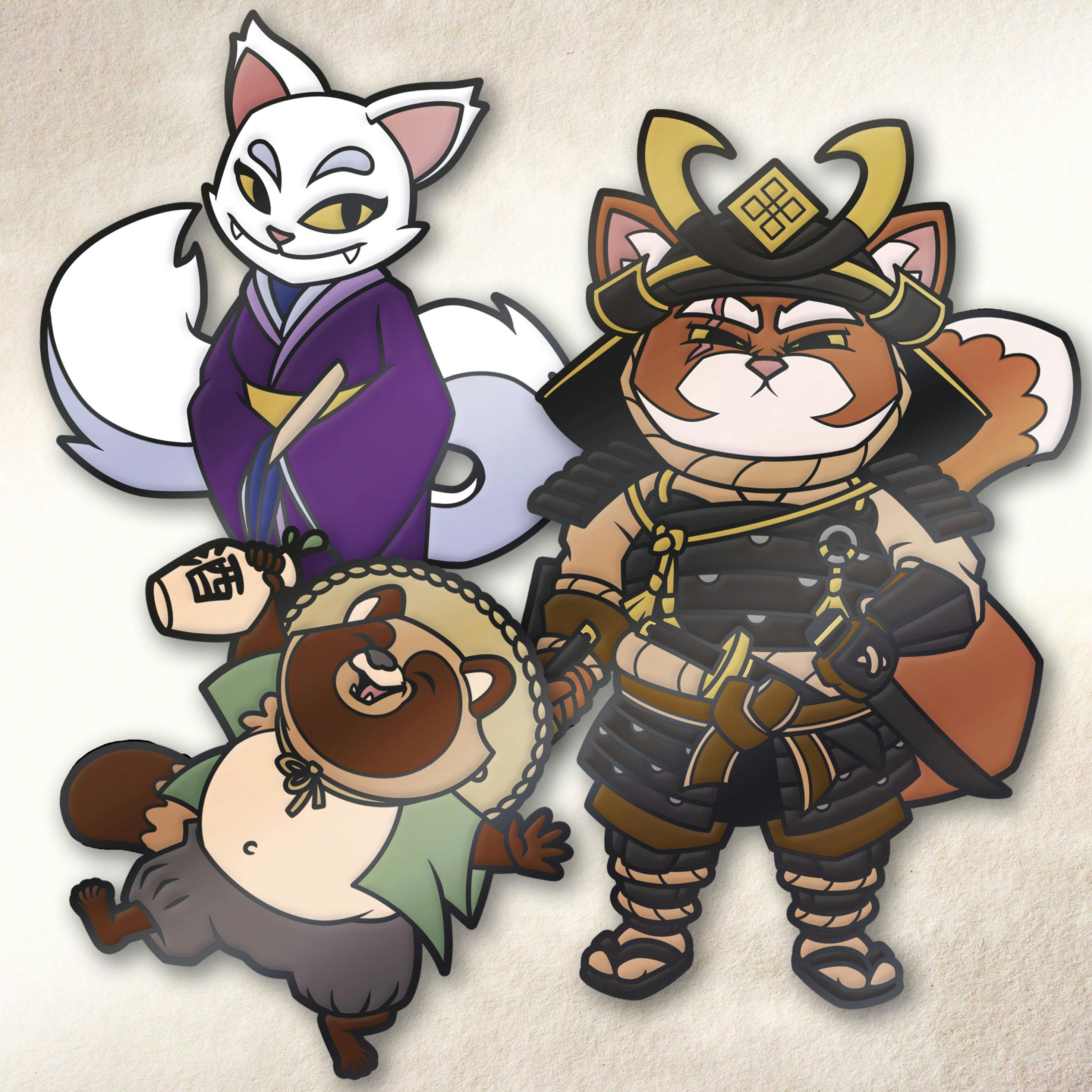 Pin Set - Shogun, Daimyo, Tanuki