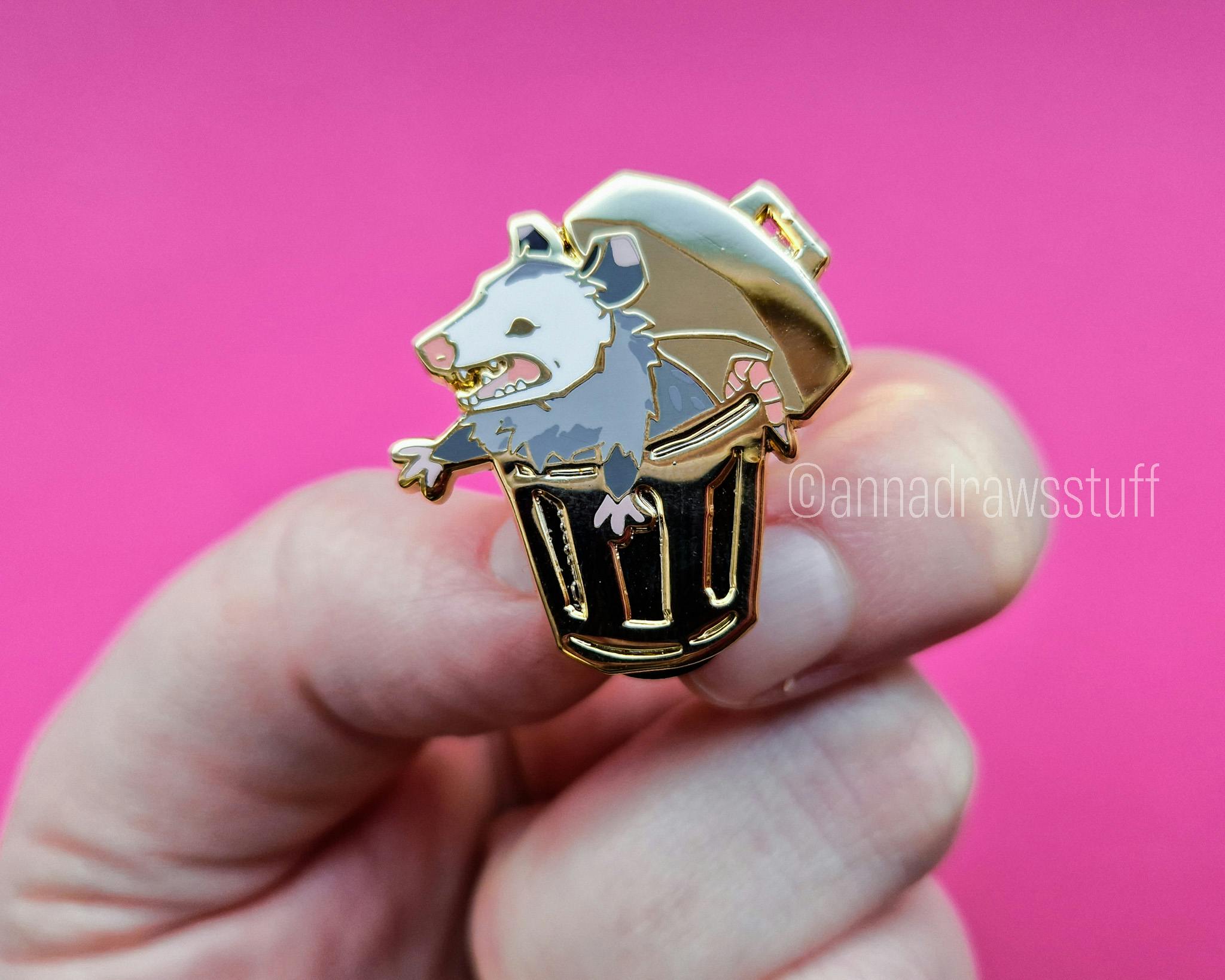 Opossum in Trashcan Pin