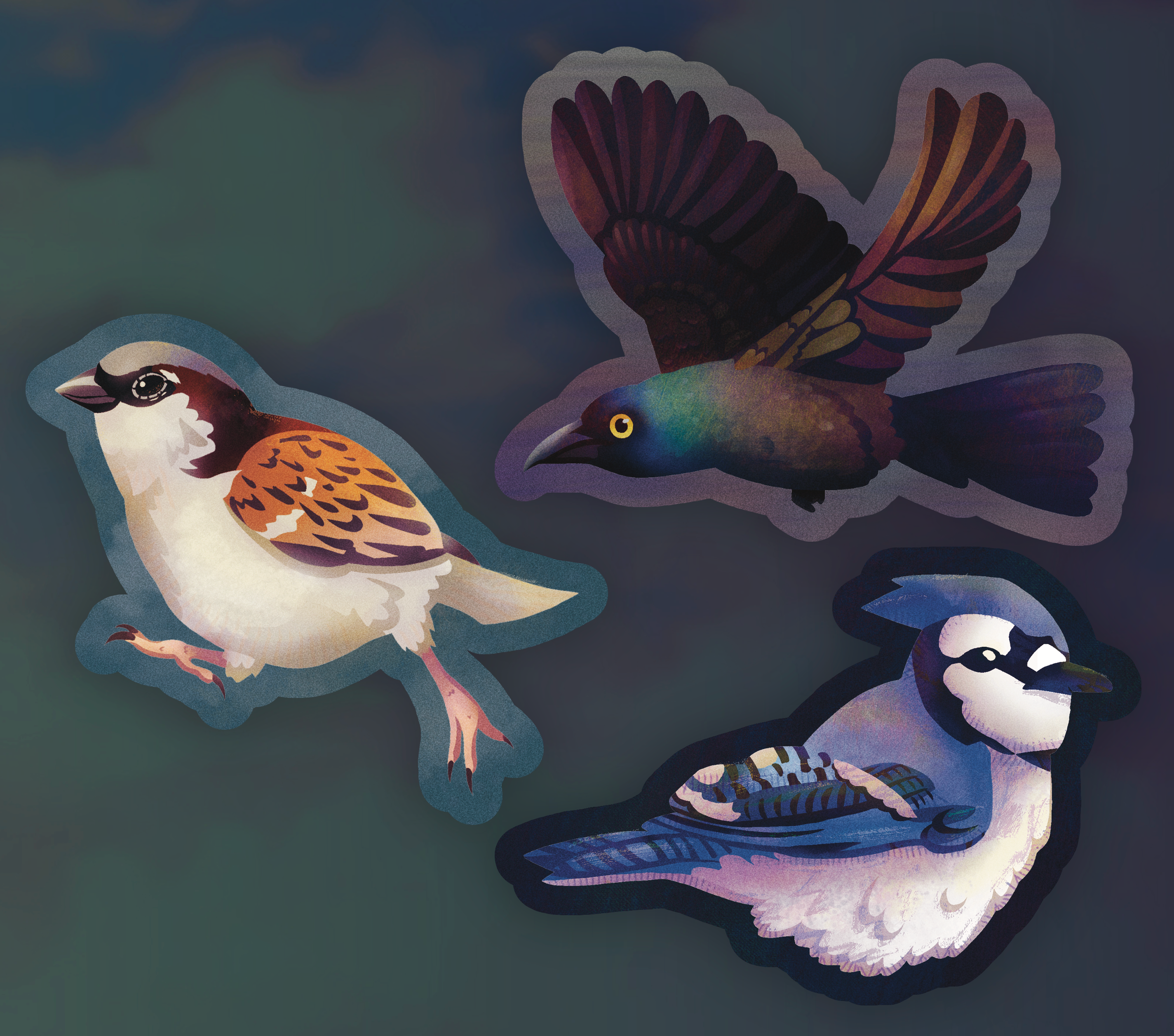 Frosted Sticker Trio