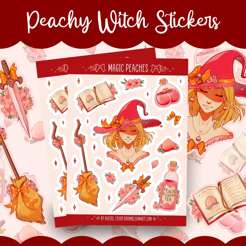 Sticker Sheet: Peachy Witch