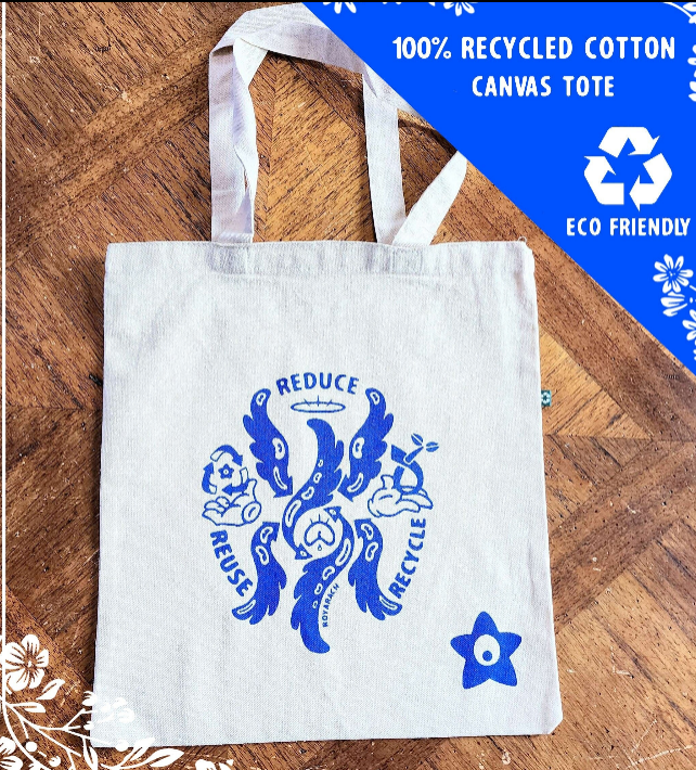 Blue Recycle Angels | 100% Recycled Cotton Seraphim Tote Bag