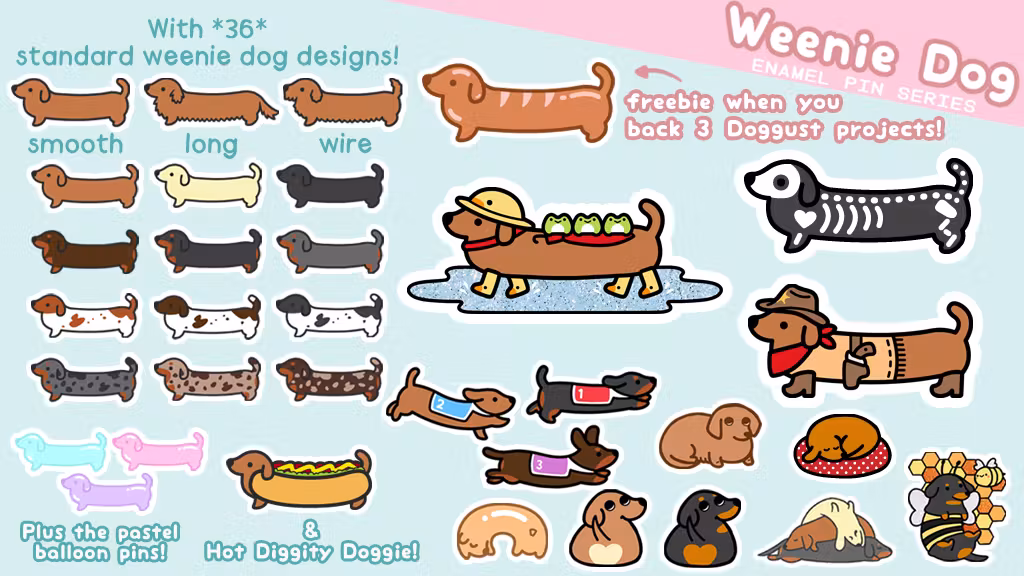 Weenie Dog Pins & Stickers