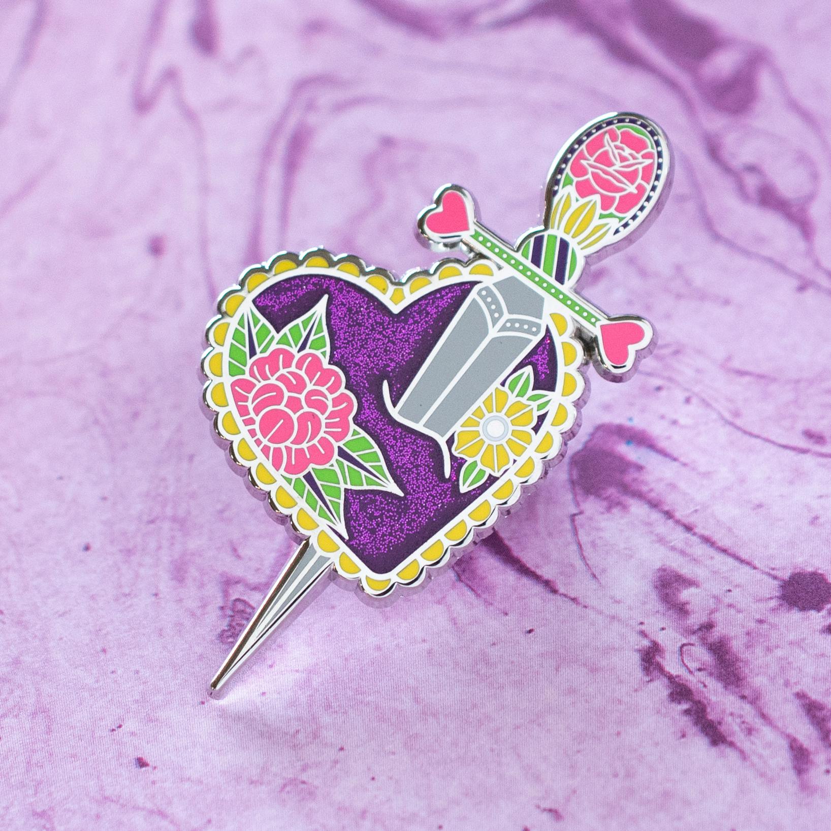 Heart Dagger Pin - Sapphic