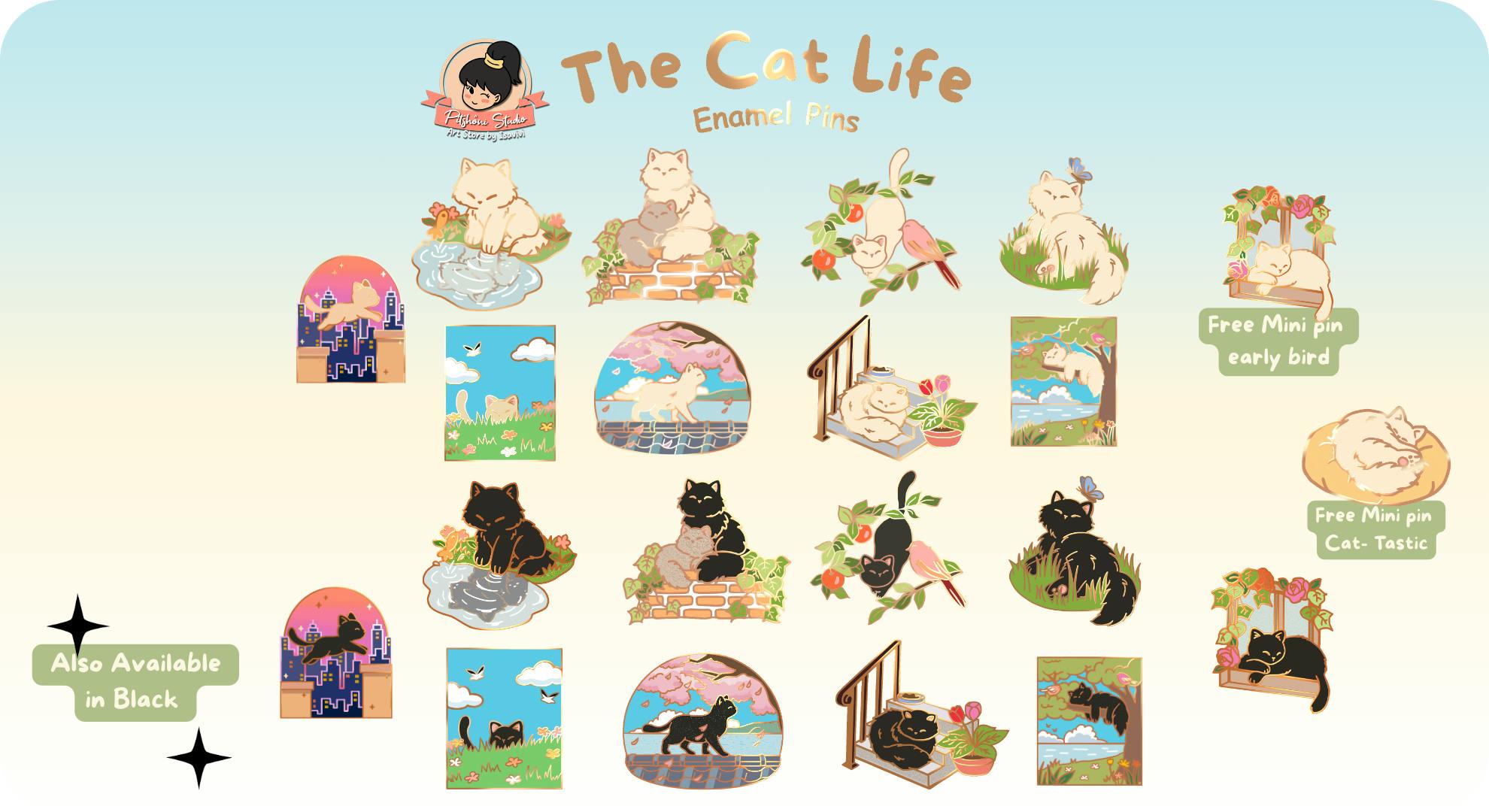 The Cat life Enamel Pins collection