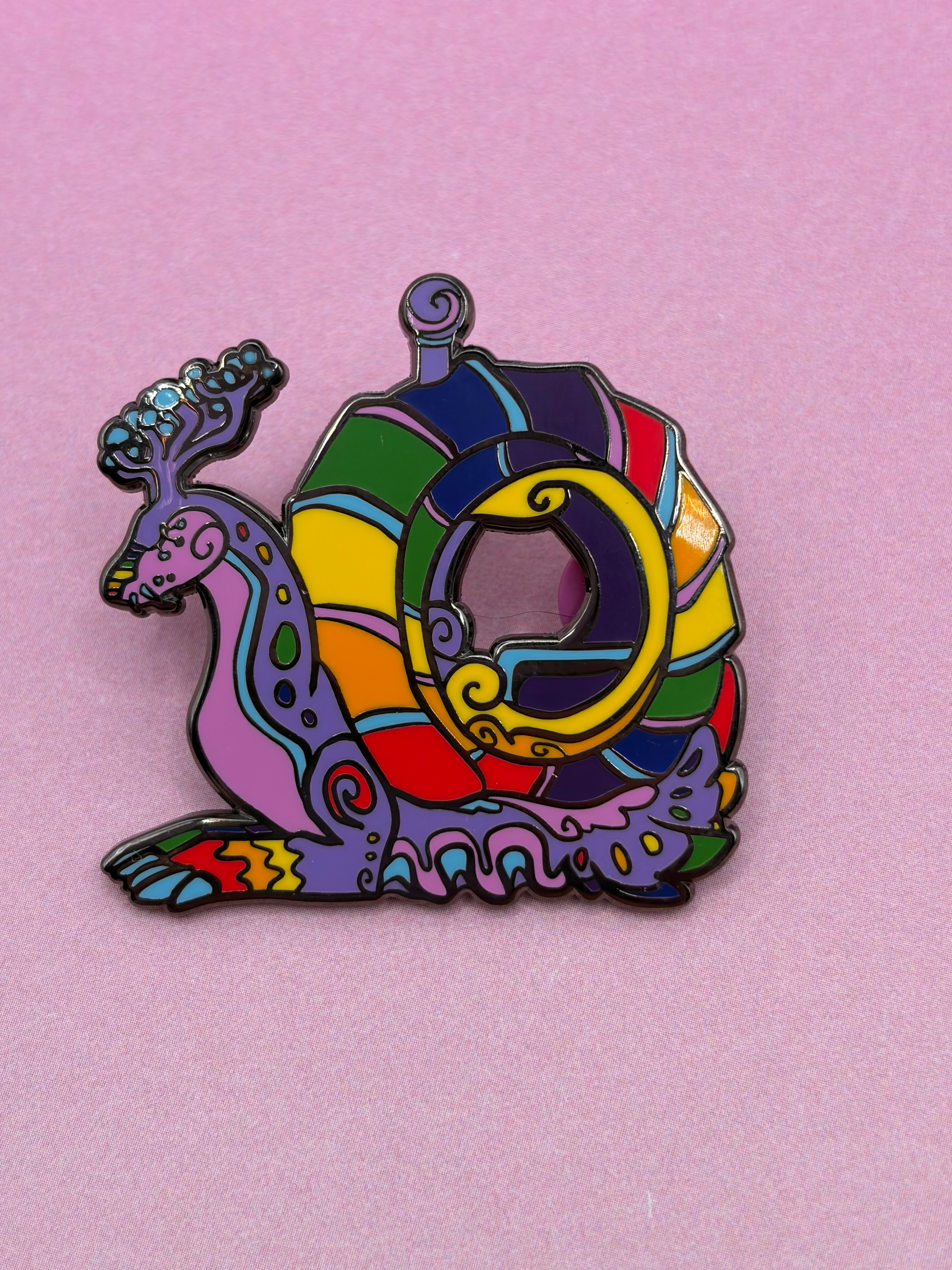 Sarmatian sea snail 9 stripe pride flag enamel pin 