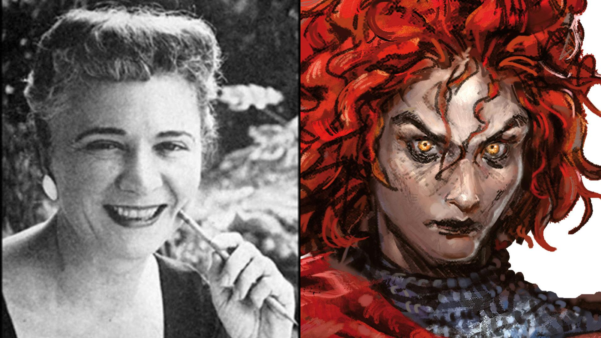  Side-by-side portraits of C.L. Moore and Jirel of Joiry