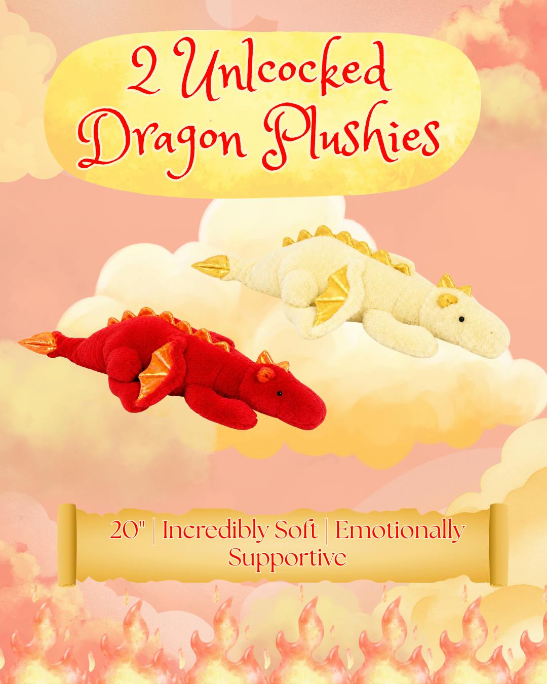 ✨2 Dragon Plushies (No Accessories)✨