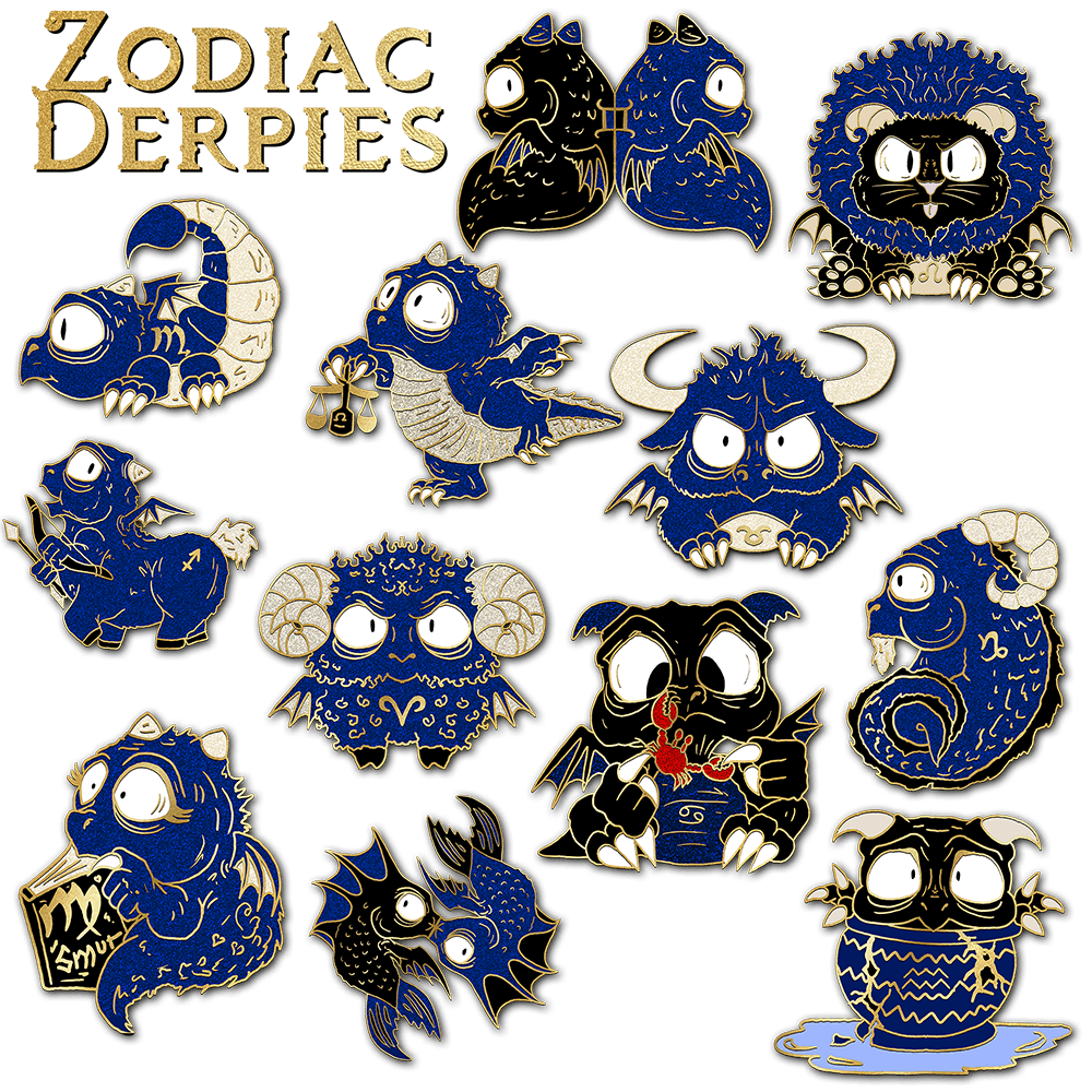 Zodiac Derpy Dragon Pin