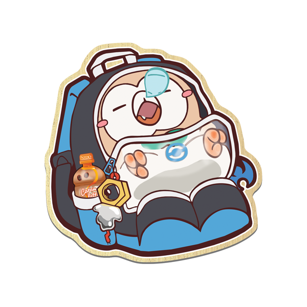 Sleeping backpack owl wooden pin
