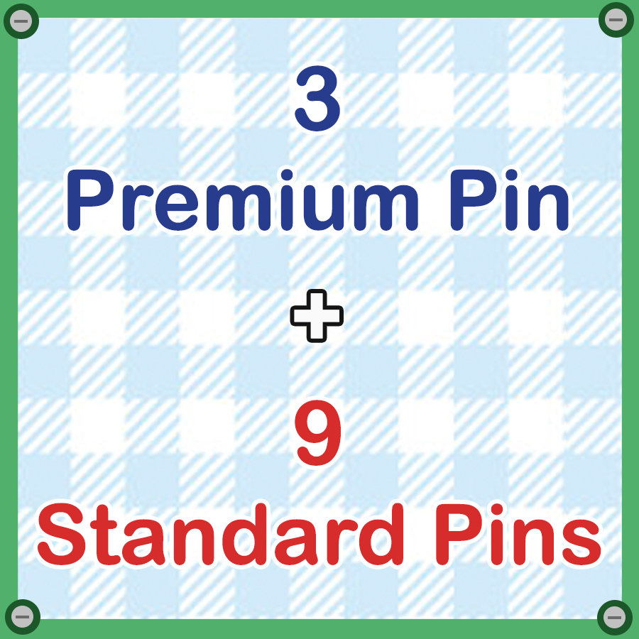 3 Premium + 9 Standard Pins