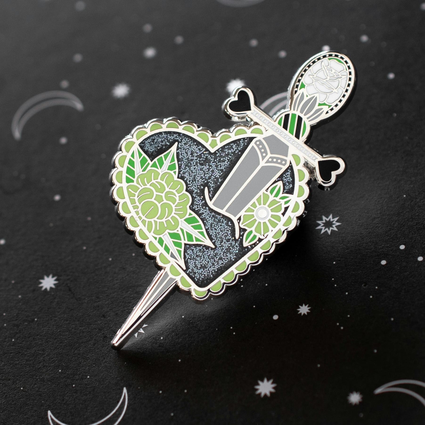Heart and Dagger Pin - Aromantic