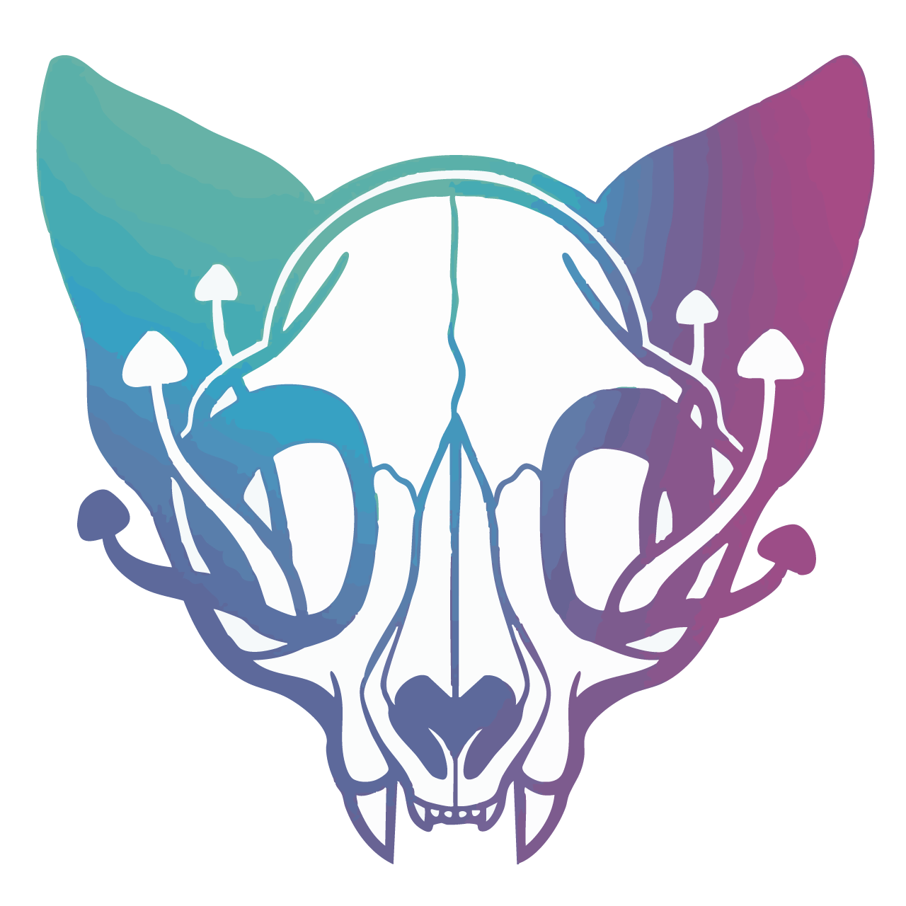 Cat skull + Mushrooms (Banner collab free pin)