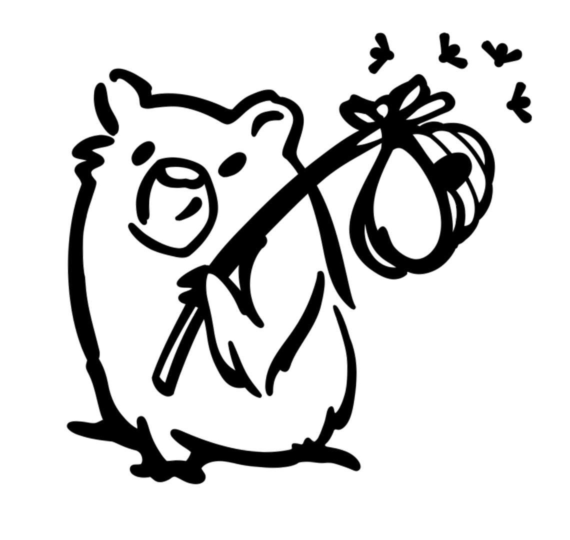 bear sketch holding a bindle