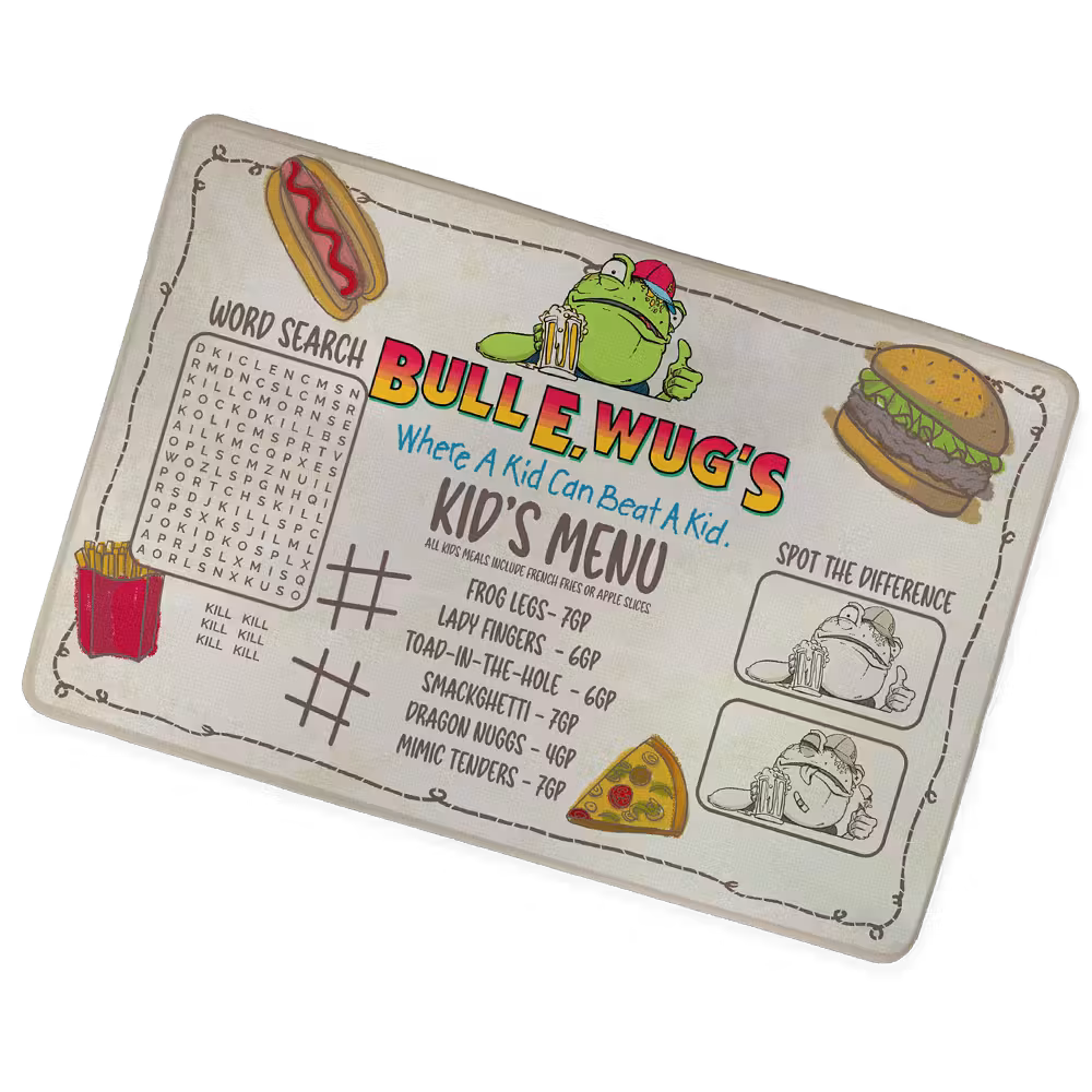 Bull E Wug's Kid's Menu Game Mat