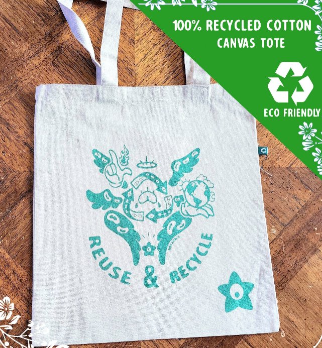 Green Recycle Angels | 100% Recycled Cotton Seraphim Tote Bag