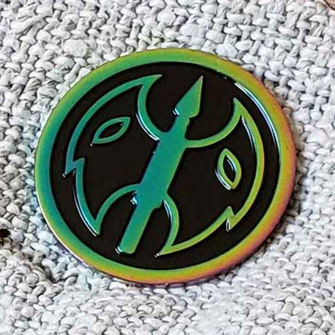 Rainbow Metal Battle-Axe Pin