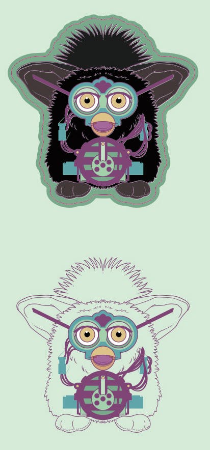 Matte Holo Furby Sticker	