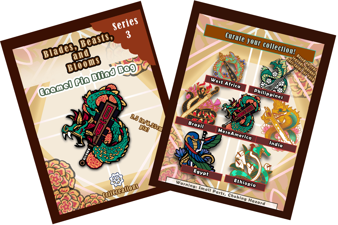 Blades Beasts and Blooms 2.5in Enamel Pin Blind Bag Series 3: Serpents