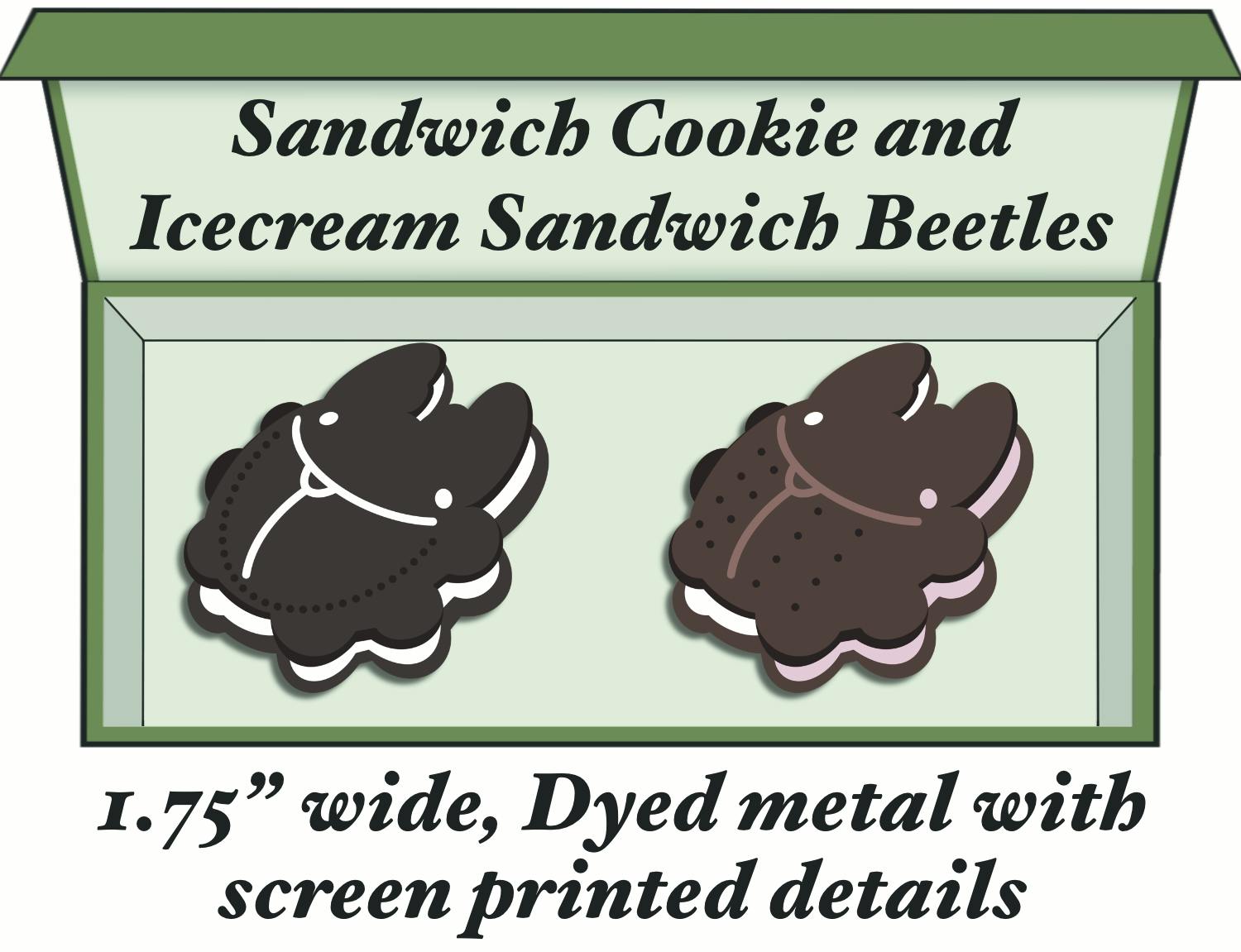 Ice Cream Sandwich and Sandwich Cookie Beetle Pins