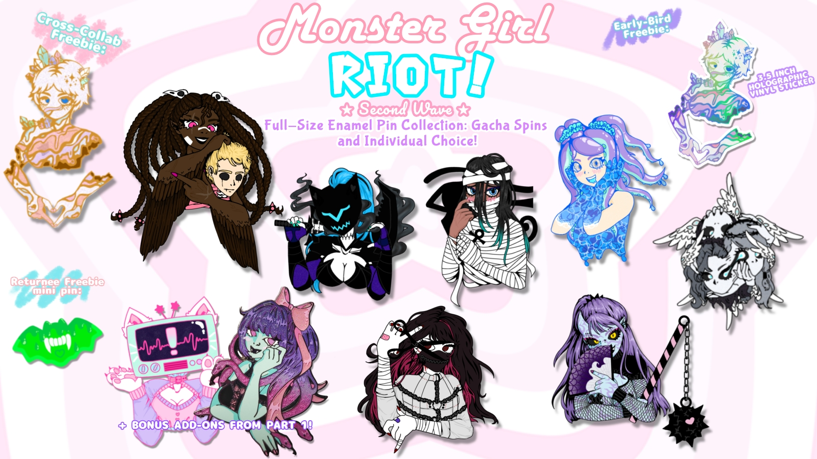 Monster Girl Riot 2: Full-Size Enamel Pin Collection