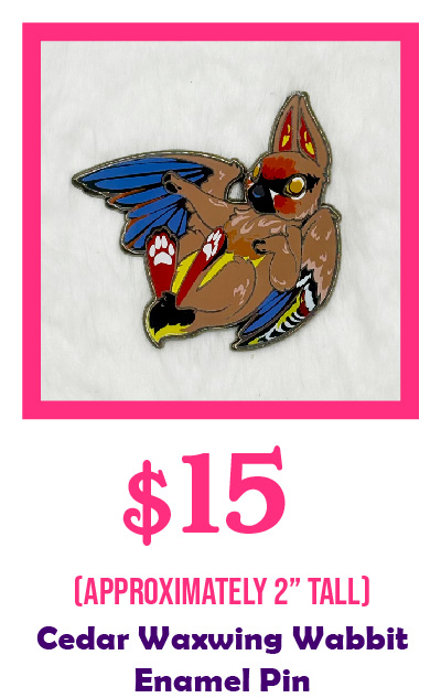 Cedar Waxwing Wabbit Enamel Pin