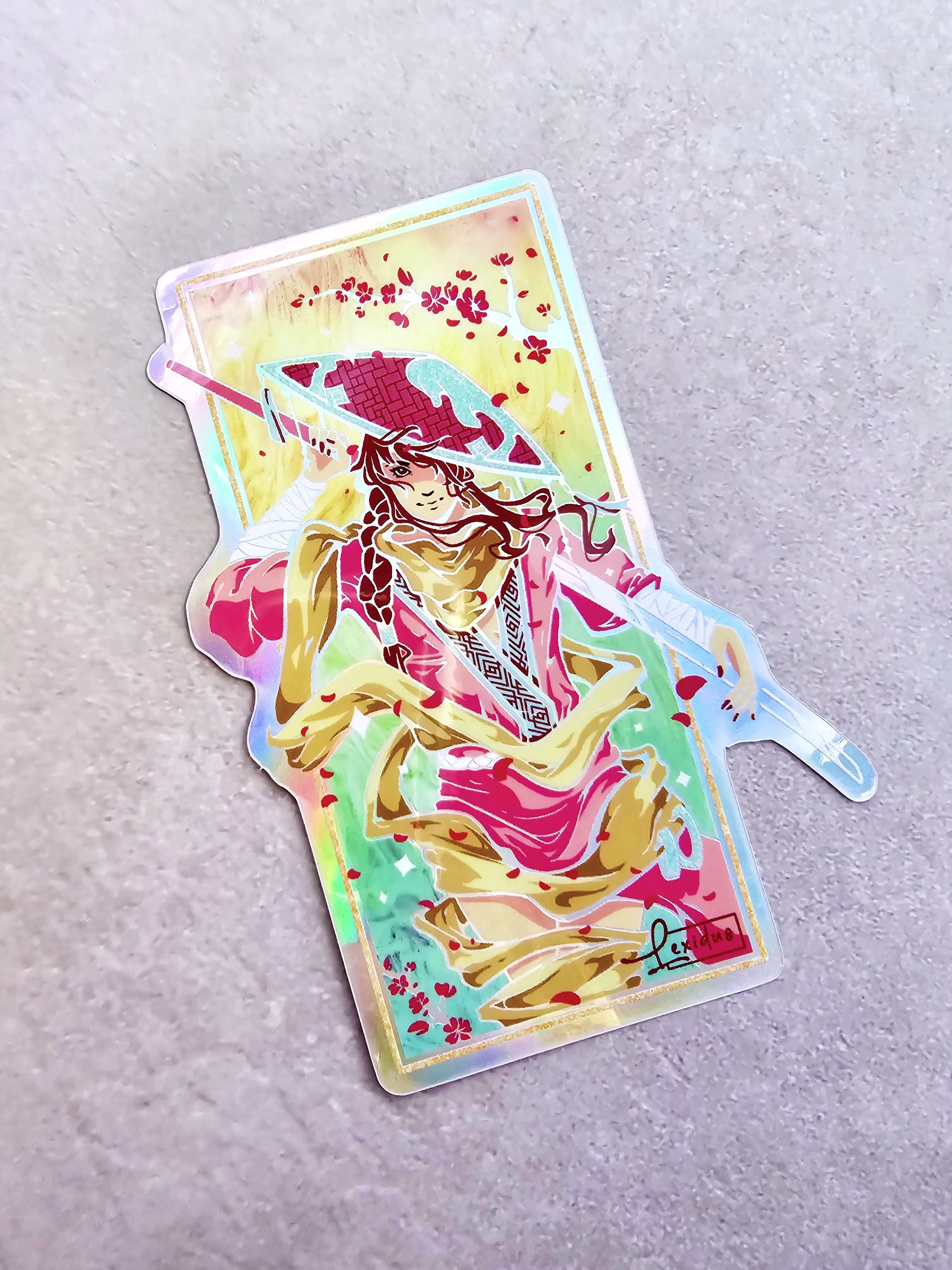 "Sakurai Samurai" - Holographic Sticker (Sunrise)