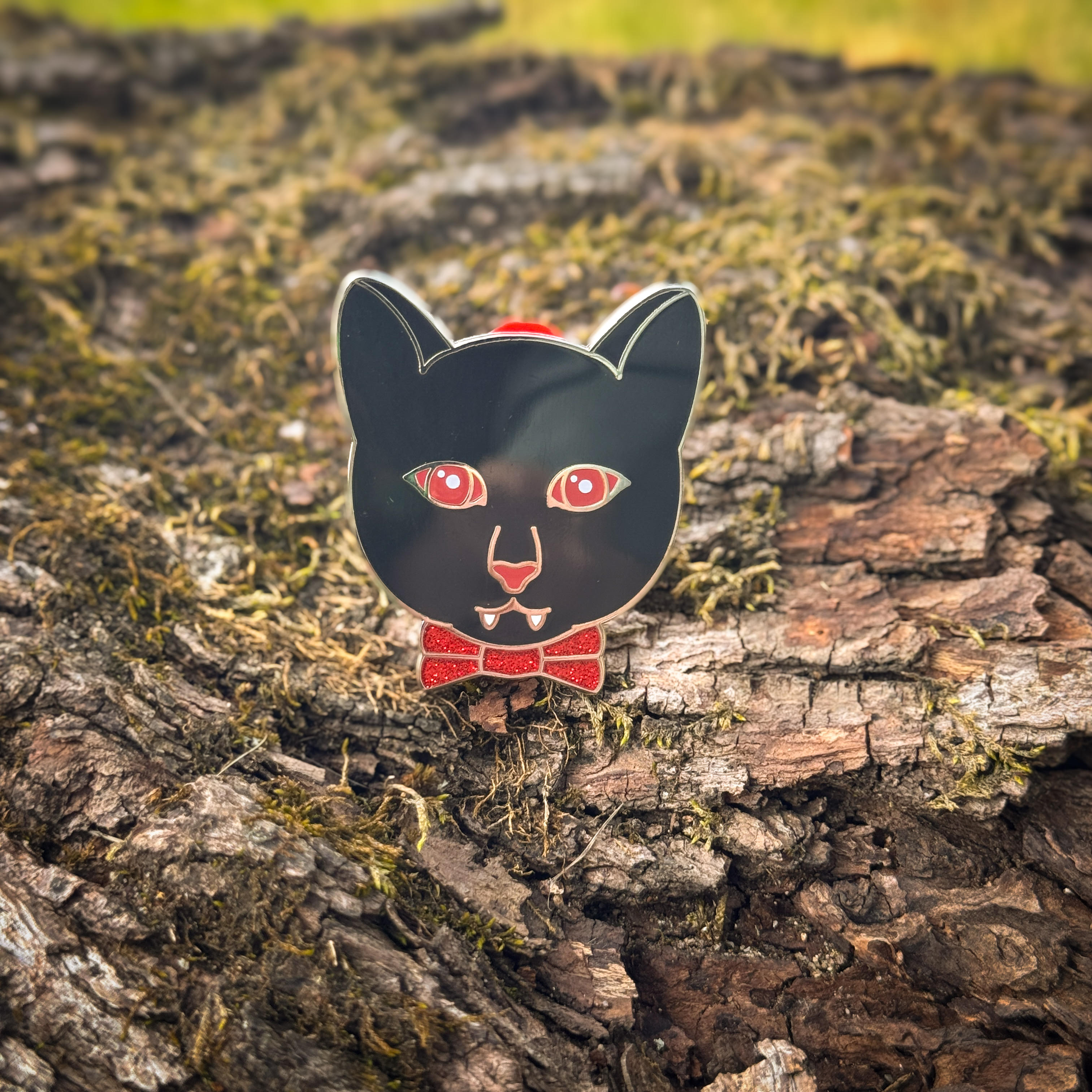 Vampire Cat Head Pin