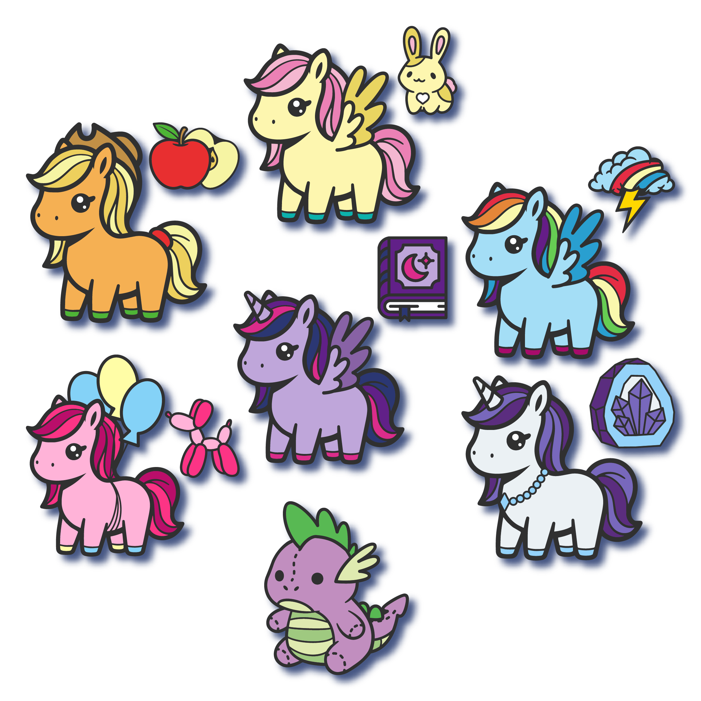 Mane 7 Alicorn & Mini Pins