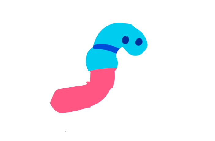 Zipper scar w/ removeable gummy worm (red+blue)