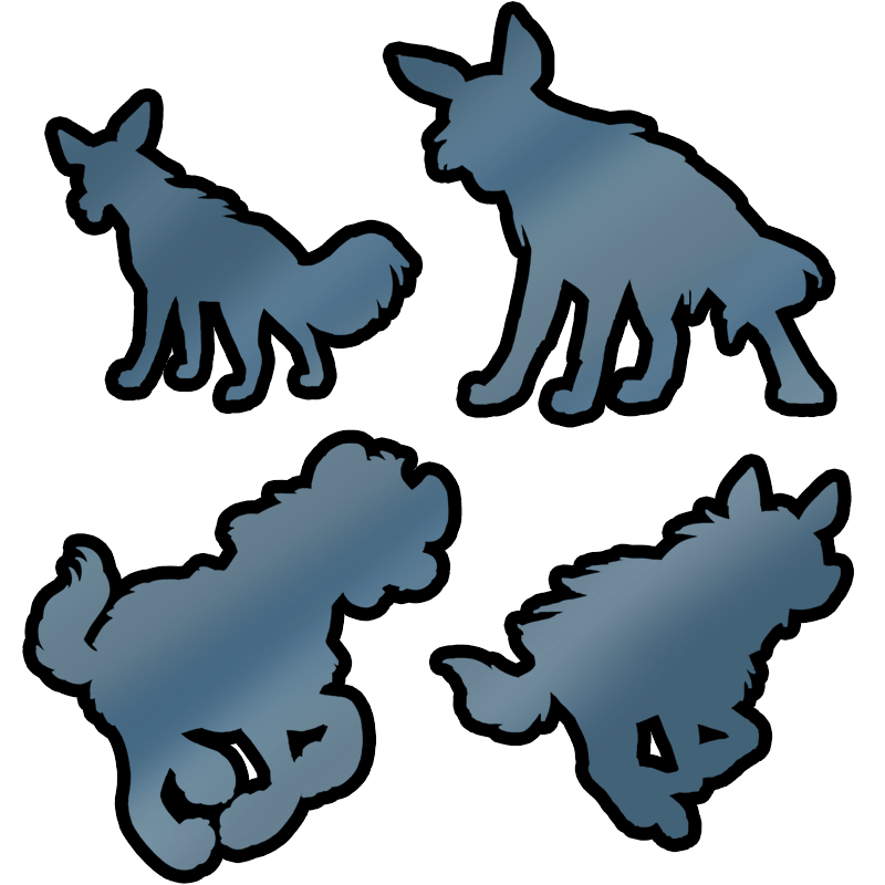 Set of 4 full body hyena pins
